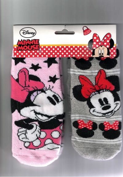 Minnie Mouse - 2 paar sokken Minnie Mouse Antislip - meisjes- maat 23/26 - huissokken