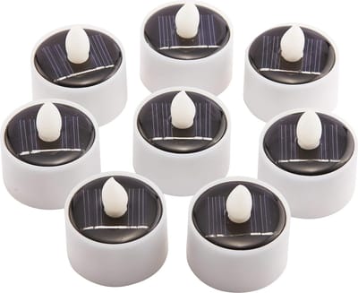 Flikkerende LED Theelichtjes - Oplaadbare Zonnelantaarn voor Tuin en Decoratie - Set van 8 Waterdichte Kaarsen