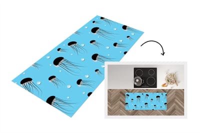Keukenloper - Loper keuken - Kwallen - Dieren - Patronen - 120x50 cm - Keukenloper vinyl