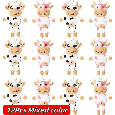 12/2s Pluche Koe Sleutelhanger Koe Knuffel Pluche Dier Speelgoed Groothandel Gevlekt Boer Sleutelhanger Feestartikelen voor Klaslokaal Dec Verjaardagscadeau beige