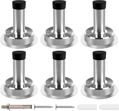 Deurstoppers Set - Wandmontage Stoppers - Muren Beschermen - Zelfklevend Robuust - 5 CM - Zilver Zwart