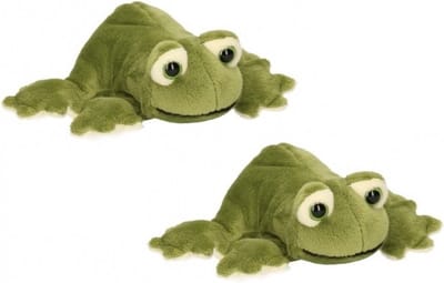 Pluche kikker knuffel - Set van 2x stuks - 13 cm - speelgoed knuffels - kikkers