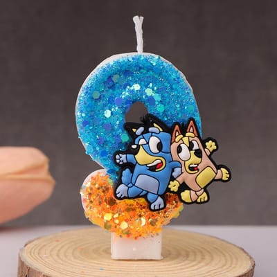 Bluey Bingo Anime Kaars Schattig 3D 0-9 Cijfer Cartoonfiguur Feesttaart Stekker Verjaardagsdatum Taartdecoratie Cadeau