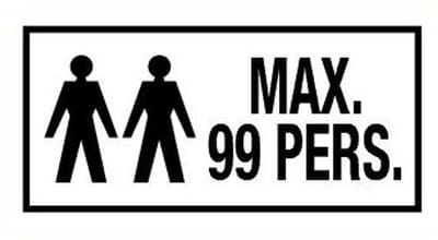 Maximaal 99 personen bord met tekst - kunststof 200 x 100 mm