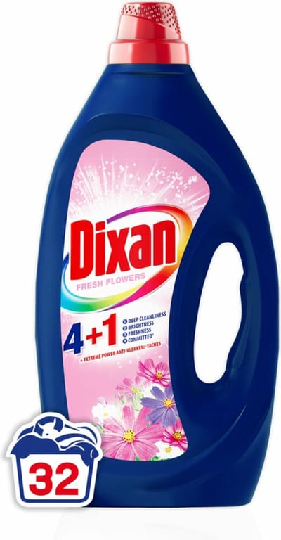 Dixan Vloeibaar Wasmiddel 4+1 Color Fresh Flowers 32 Wasbeurten - 1,440 liter