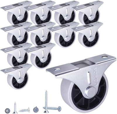 Rubberen Meubelwielen 40 mm - Vaste Wielen voor Meubels en Apparatuur (12 stuks)