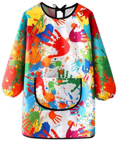Dailygoods- Kleurschort Waterdicht - Verstelbaar - Slab met Mouwen - Grote Zak - Kunst/Schilderen - Voor Kinderen 7-11 Jaar - Kinderschort