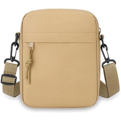 Eenvoudige Herentas Effen Kleur Schouder Mini Kleine Vierkante Tas Vrije Tijd Schoudertas Diagonale Tas Draagbare Mobiele Telefoontas beige