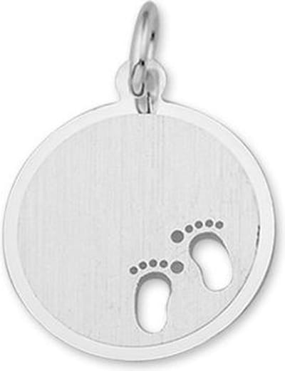Zilver Gerhodineerd Graveerhanger gestanste voeten - 1323249