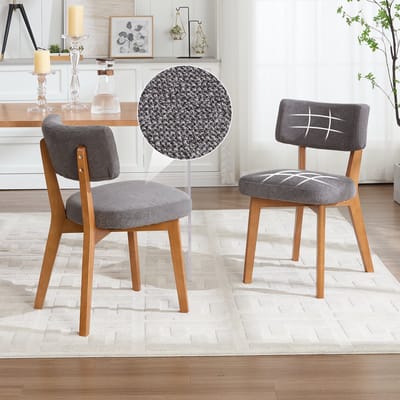MODENUIT Eetkamerstoel - Set van 2 - Ergonomische Rugleuning - Voor Eetkamer, Woonkamer en Kantoor - Hout Grijs