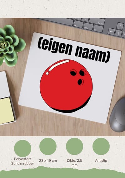 Akyol - bowlingsbal met eigen naam Muismat - Bowlen - bowlers - iemand die houdt van bowlen - verjaardag - cadeau - kado - 23 bij 19 cm