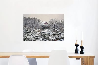 Canvas Schilderij Changdeokgung in de winter geeft een mooi beeld - 60x40 cm - Wanddecoratie