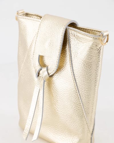tasje - leer -klein- goud crossbody