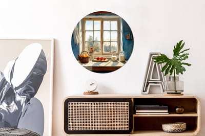 WallCircle - Wandcirkel - Muurcirkel - Stilleven - Keuken - Doorkijk - Vintage - Aluminium - Dibond - 60x60 cm - Binnen en Buiten