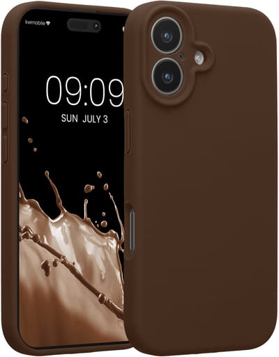 kwmobile telefoonhoesje geschikt voor Apple iPhone 17 - TPU backcover met siliconen coating - Smartphone case in chocoladebruin