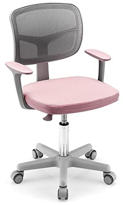 Ergonomische Kinder Bureaustoel met Armleuningen en Wieltjes - Verstelbare Draaistoel voor Kinderen tot 150 kg