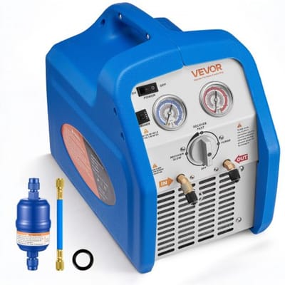 VEVOR draagbare koelmiddelterugwinningsunit, koelmiddelafzuigunit, enkele cilinder 0,75 pk voor vloeibare en gasvormige koelmiddelen, 1450 tpm voor HVAC-, auto- en huishoudelijke airconditioningsystemen