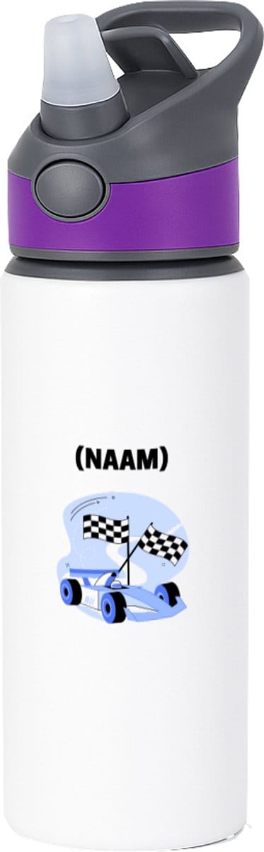 Hacebo® - Formule 1 met eigen naam waterfles met rietje paars - Auto rijden - Auto liefhebbers - Autosport - water fles - 650ML