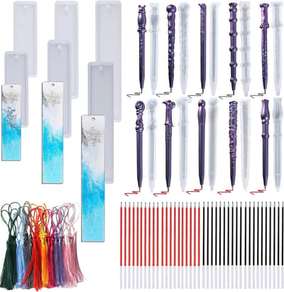 DIY Epoxy Hars Mallen voor Pennen en Boekenleggers - 10 Stuks Pen Mallen en 6 Stuks Bookmark Mallen voor Creatieve Resin Projecten