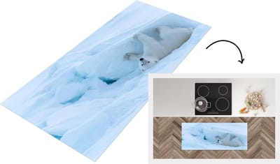 Keukenloper - Loper keuken - IJsbeer - Sneeuw - Koud - 120x50 cm - Keukenloper vinyl