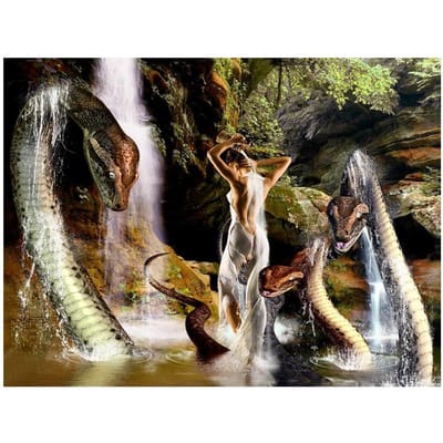 Peinture de diamant d'icônes, broderie de diamant, serpent Banshee, beauté, strass ronds, point de croix 20X30CM black