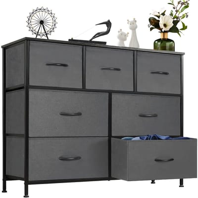 Ladekast met 7 Laden - Opbergkast Kledingkast - Metalen Frame & Stoffen Laden - Slaapkamerkast - 100 x 30 x 77 cm