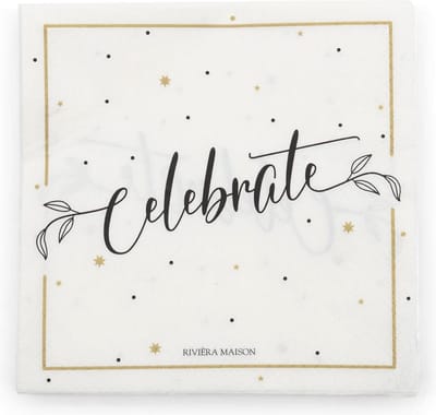 Riviera Maison Paper Napkin Celebrate - Papier - Zwart / Wit - 16.5x16.5x2.0 cm