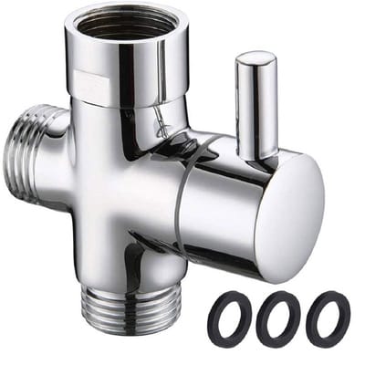 Ynkkvre - 3-weg Omleidingsklep Douche – 20 mm G 1/2 Inch – Messing Afsluit- en Omleidingsventiel – Douche Adapter Polijst Chroom – Vervangingsonderdeel voor Toilet, Badkamer, Keuken