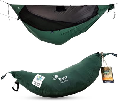 Hangmat - Kampeerhangmat Reis Hangmat - Ontspannen Buiten - Geintegreerde Insectenbescherming - 325 x 140 cm - Donkergroen