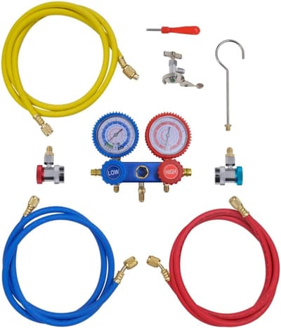Manifold Gauge Set - Meetinstrument Kit - Airco Systemen Vullen - 2-weg Spruitstuk - 152 cm Slang - Niet Gespecificeerd