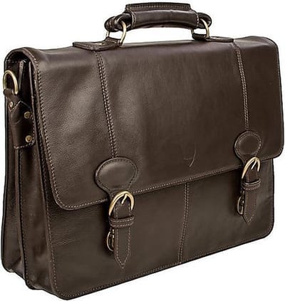 Hidesign lederen laptoptas / aktetas 'Gibson' bruin