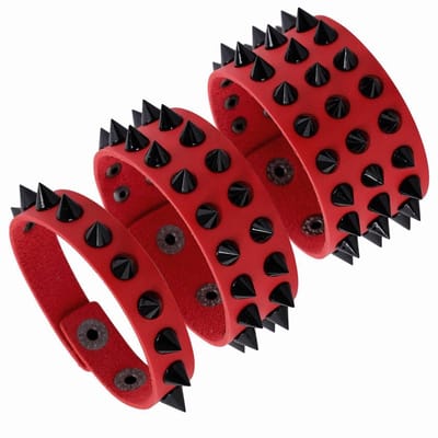 Dailygoods - Studded Klinknagels Lederen Armbanden - Punk Gothic Stijl - Vintage Retro Polsband - Kunstleer - Biker Armband - Set van 3 - Geschikt voo...