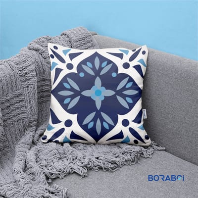 Boraboi® Luxe Decoratieve Kussenhoezen set van 2 , Zachte Suède Touch 50x50cm -(Blauw,Wit)