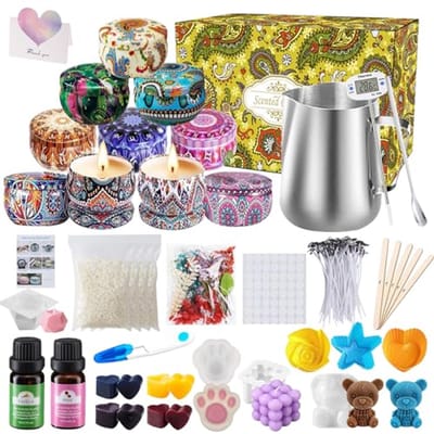 DIY Kaarsenmaakset - Complete Kit met 10 Kaarsenpotten en 80 Lonten voor Beginners