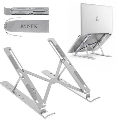 Rynex Aluminium Laptop Standaard – Verstelbaar – voor Thuis & Kantoor– Ergonomische Laptopstand – Zilver