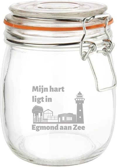Gegraveerde Weckpot 0.75 ltr. Egmond aan Zee