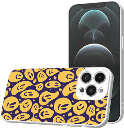 Smartphonica Telefoonhoesje Geschikt voor iPhone 12 Pro Max met Smiley en Emoji opdruk - TPU Back Cover Case Smiley and Emoji Design - Wit geschikt voor iPhone 12 Pro Max