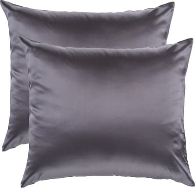 2x Zijden Kussensloop 50x70cm Antraciet Hotelsluiting 19 Momme - Kussensloop set - Luxe Silk Kussensloop 100% moerbei zijde - Zijde kussensloop - Silk Heaven - 50x70cm / Hotelsluiting