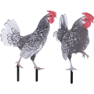 2 STUKS Kippen Tuindecoratie Kleurrijk Opvallend Realistisch Acryl Decoratieve Tuin Kippenpalen voor gray