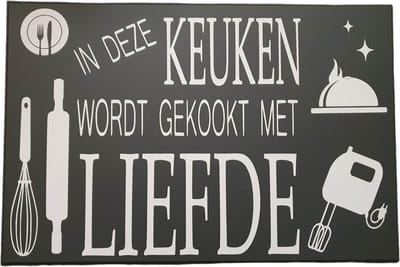Tekstbord In deze keuken - Spreukenbord Koken - Quote Liefde - Wall Art - Decoratie -
