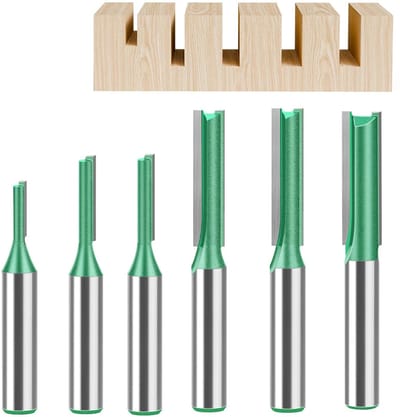 Router cutters set 6 stuks - 8 mm shank - verschillende maten - perfect voor houtbewerking - SnelShoppen