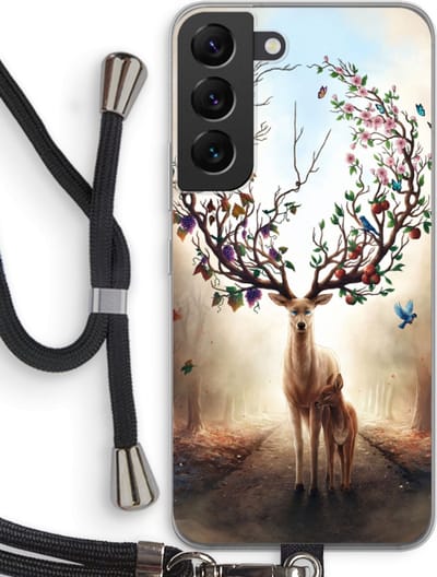 Case Company® - Hoesje met koord geschikt voor Samsung Galaxy S22 hoesje met Koord - Seasons Change - Telefoonhoesje met Zwart Koord - Bescherming aan alle Kanten en Over de Schermrand