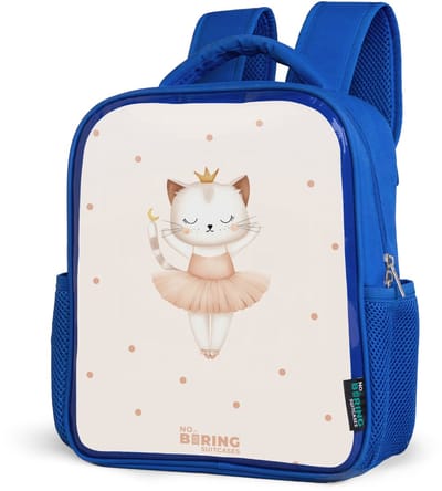 NoBoringSuitcases.com® - Rugzak blauw - Schooltas jongens - Ballerina kitten in beige kleuren - Kinder rugtas jongen - Boekentas kind - Kinderrugzak voor school - Schoolrugzak