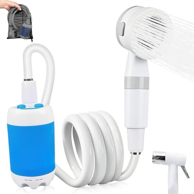 carmdering - Draagbare Campingdouche - Draagbare Buitendouche Pomp - Elektrische Reisdouche - Verstelbare Twee Standen Spray - Duurzaam Waterdicht Materiaal - Compact Lichtgewicht Ontwerp - Ideaal Voor Kamperen En Huisdieren - 1 Stuk