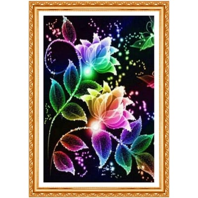 Fleurs de couleur, Peinture Diamant 5D Image Diamant Complet de Strass Point de Croix Cadeaux de Noël 20X30CM beige