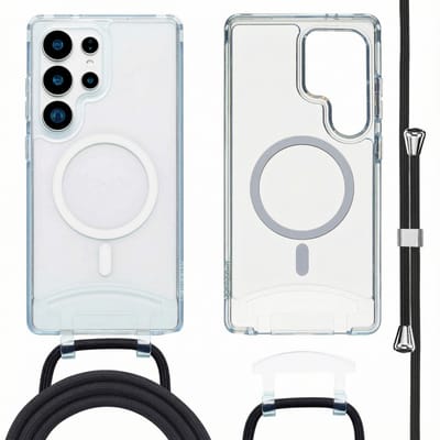 imoshion Hoesje - Geschikt voor Samsung Galaxy S24 Ultra / S25 Ultra - Backcover met Magnetische Ring met afneembaar koord - Transparant