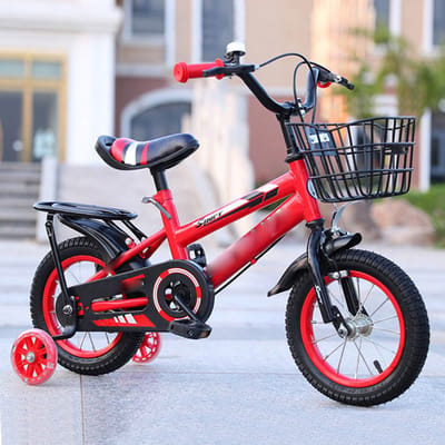 Luxe Kinderfiets - Meisjesfiets - Kinderspeelgoedserie Kinderfiets – 14 inch – 2-6 jaar, Trainingswielen, Mand, Rood