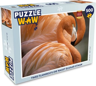 Puzzel Twee flamingo's die naast elkaar staan - Legpuzzel - Puzzel 500 stukjes