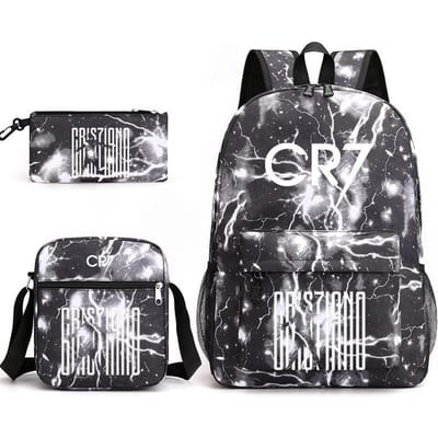 Grote schooltas met schouderband; studenten etui set van drie delen Cristiano ronaldo backpack