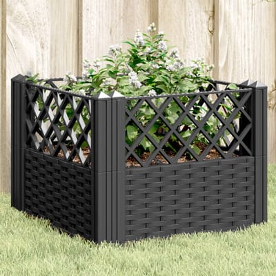 vidaXL - Plantenbak - met - pinnen - 43,5x43,5x43,5 - cm - polypropeen - zwart